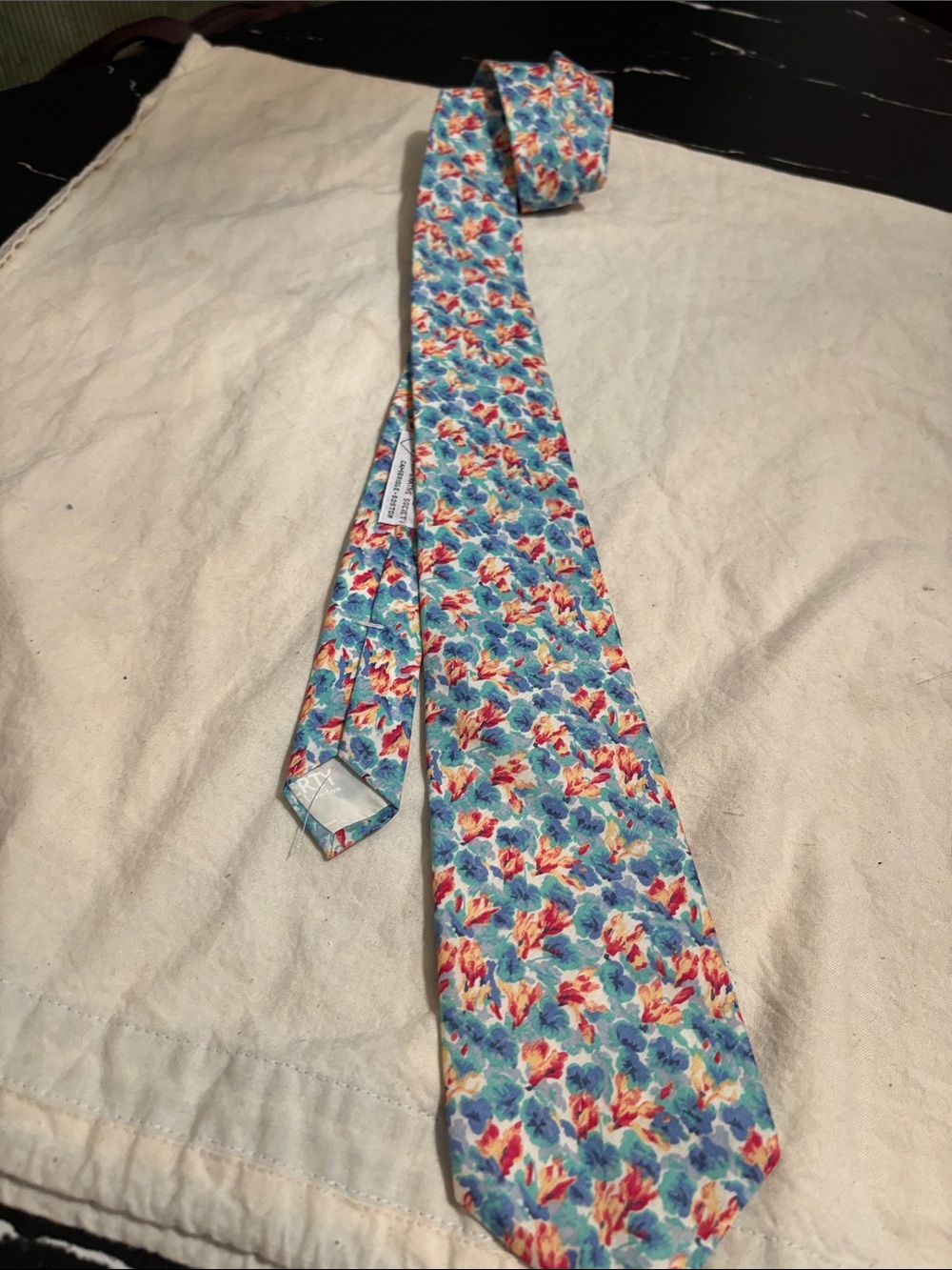 Liberty of London Floral Silk Tie in Turquoise, Red, Blue